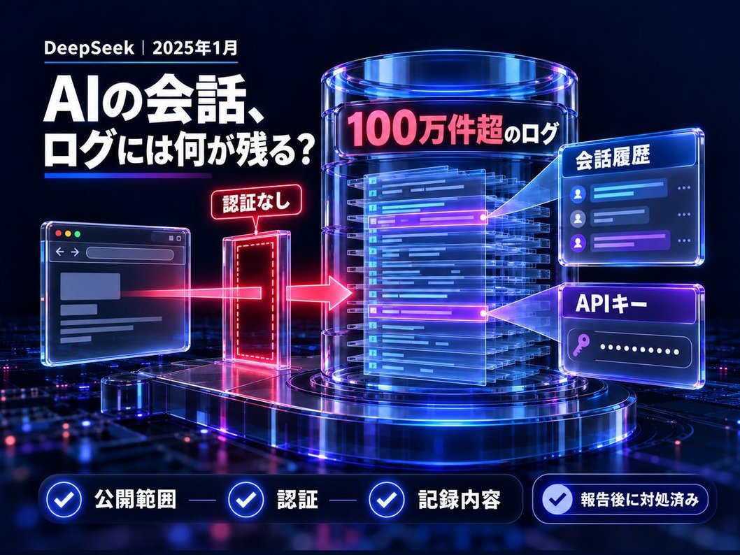 BPR_Prot's tweet photo. 2025年1月、DeepSeekの認証なしDBから100万件超のログが漏洩し、そこには会話履歴やAPIキーも含まれていました・・・（報告後、現在は対処済み）

自分のAIアプリでも、DBの公開範囲と認証、ログに残す情報はセットで確認しておきたいですね。

#個人開発 https://t.co/rkbAQdkqWD