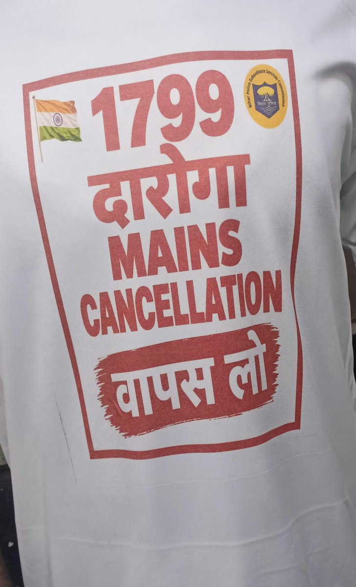 SinghGulshan7's tweet photo. 1799 Bihar Daroga Mains Cancellation Wapas Lo! @officecmbihar @samrat4bjp जी, बिहार के दरोगा अभ्यर्थी न्याय की उम्मीद कर रहे हैं। कृपया हमारी आवाज सुनें और इस फैसले पर तत्काल पुनर्विचार करें।
#1799BiharDarogaMainsCancellationWapaslo https://t.co/PE8Hzg3mpV