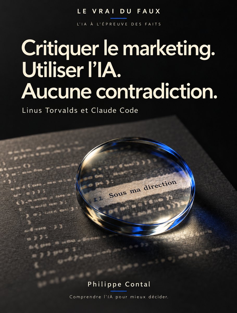 PhilippeContal's tweet photo. Critiquer le marketing de l’IA, puis utiliser Claude Code : une contradiction ? Le titre de Frandroid suggère un retournement de Linus Torvalds. Reconnaître l’utilité d’un outil reste compatible avec une critique des promesses qui l’entourent. https://t.co/Q0VYkAwQKQ