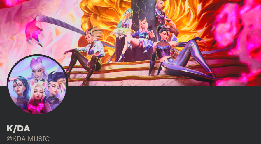 Ahrism1's tweet photo. K/DA just refreshed their official socials.

New icon + banner on X @KDA_MUSIC, with hot pink effects added to the ALL OUT art. https://t.co/7m7dshtJ61