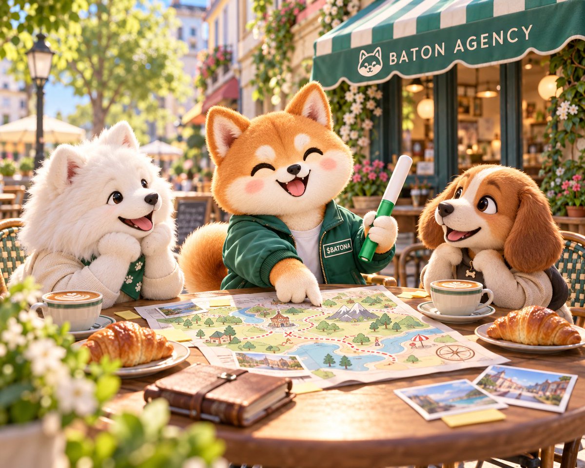 thebatonacoin's tweet photo. Coffee, croissants, and a map full of possibilities—the $BATONA pack is planning its next adventure together! 🐕☕🗺️

#BatonAgency #BATONA #Solana #Memecoin https://t.co/M3keAq6Nyc