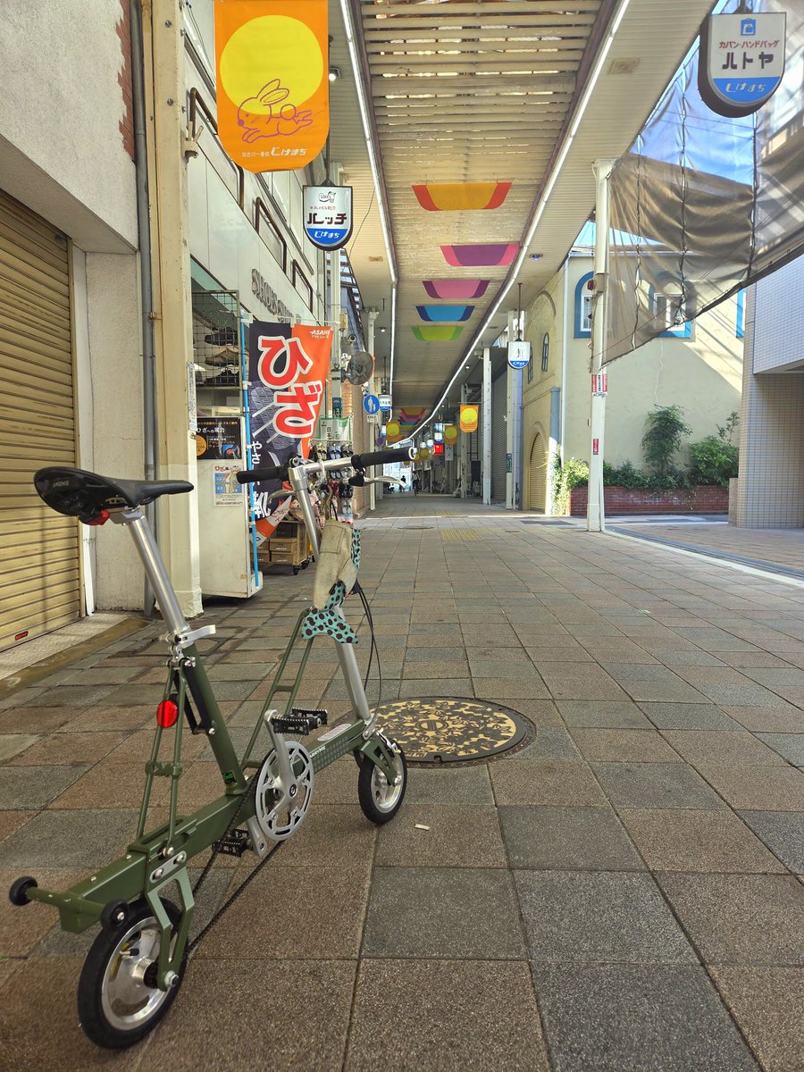 ibusigintouri's tweet photo. 極小径のキャリーミーで街中をトコトコ走る。
昭和レトロな寺家商店街。
工業で発展した街なので目立った観光地はほぼ無いけど田舎人には新鮮😌
#ポタリング #carryme https://t.co/c4hr3W219i