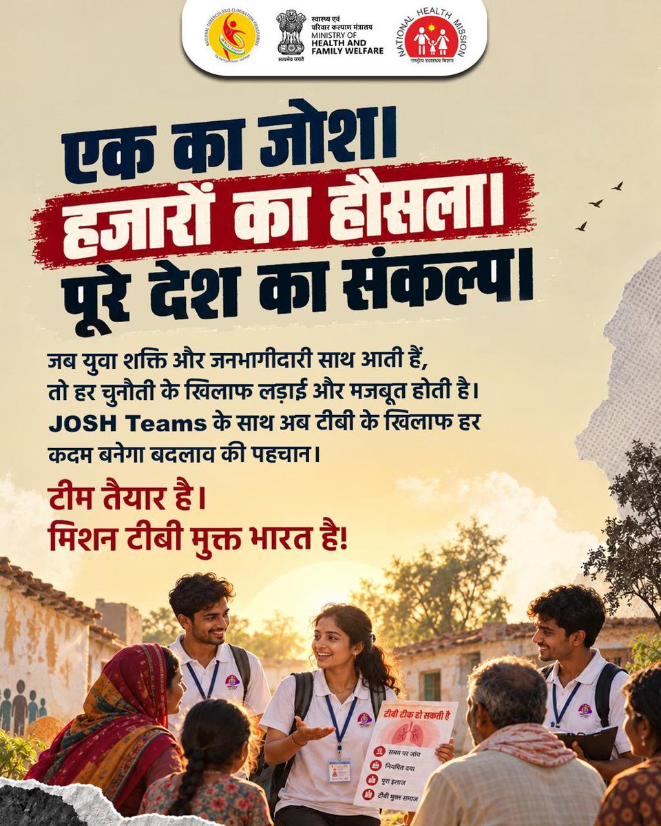 Shailendra1925's tweet photo. टीबी उन्मूलन की दिशा में सामूहिक प्रयास
टीबी मुक्त भारत का संकल्प, सामूहिक दृढ़ इच्छाशक्ति और निरंतर प्रयासों से हो रहा है सशक्त!JOSH Teams जमीनी स्तर पर जागरूकता बढ़ाने, जनभागीदारी को प्रोत्साहित करने और उपचार में सहयोग सुनिश्चित करने के प्रयासों को नई ऊर्जा दे रही हैं।
#JOSH https://t.co/IlfvtVsAa0