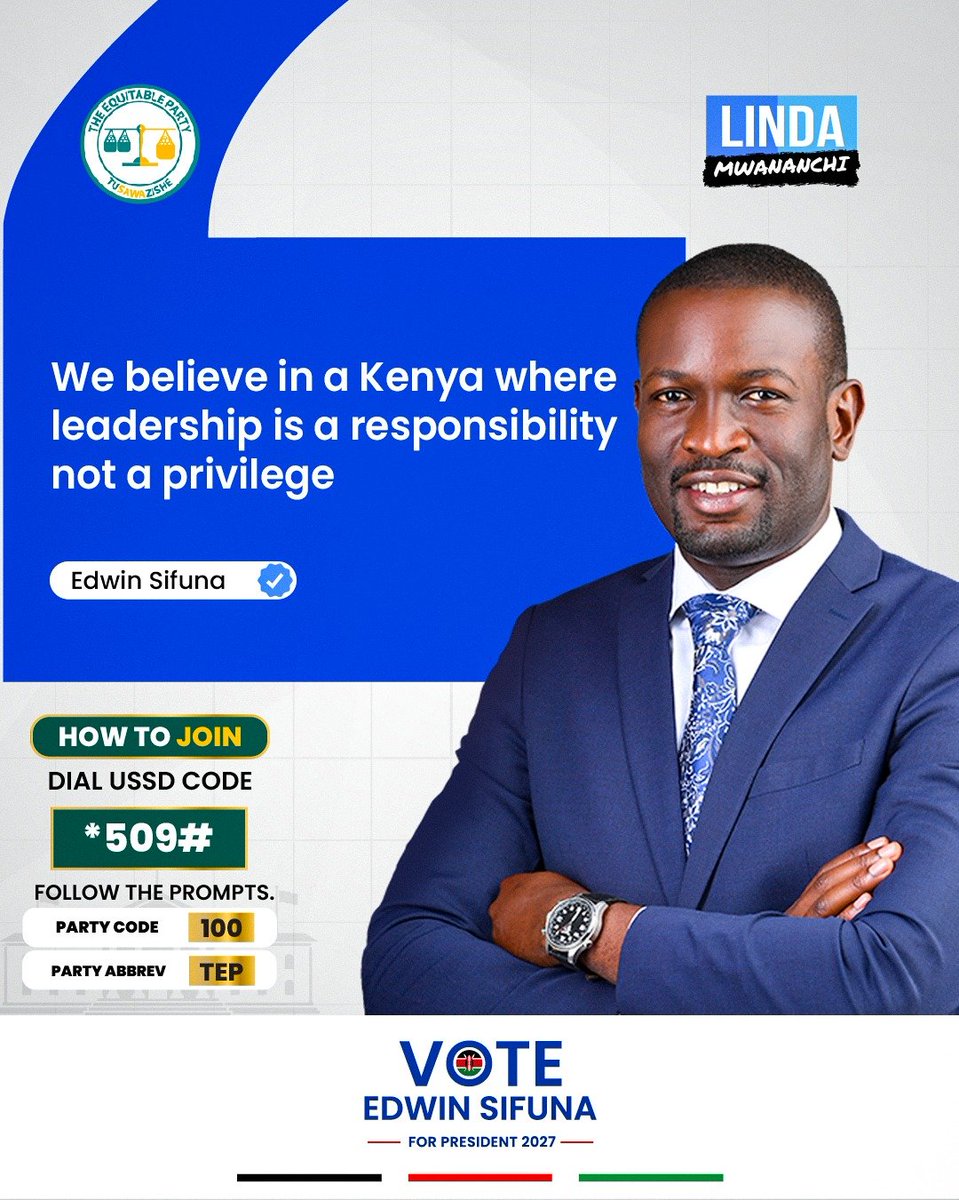 JaphethOtieno01's tweet photo. Leadership is a responsibility not a privilege. The era of one man expert in everything must come to an end. https://t.co/W2Zqvx5IpI
