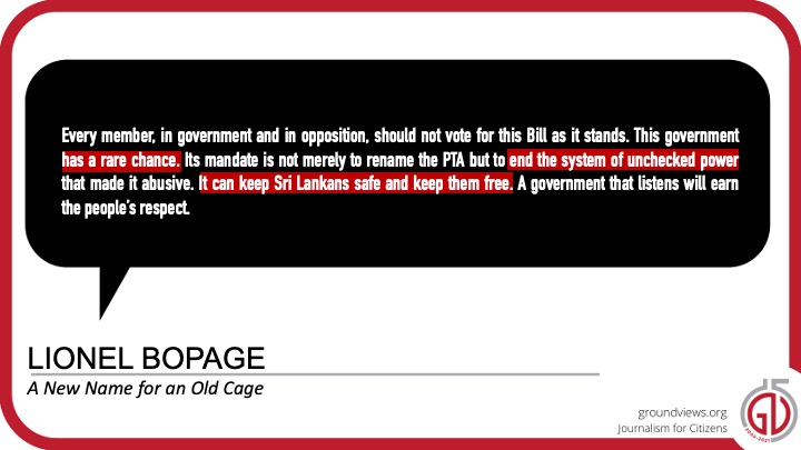 groundviews's tweet photo. A New Name for an Old Cage by Lionel Bopage    
Read the full article here: https://t.co/fGJTX093KY #SriLanka #HumanRights #Justice #Governance https://t.co/yJAvrz1weA
