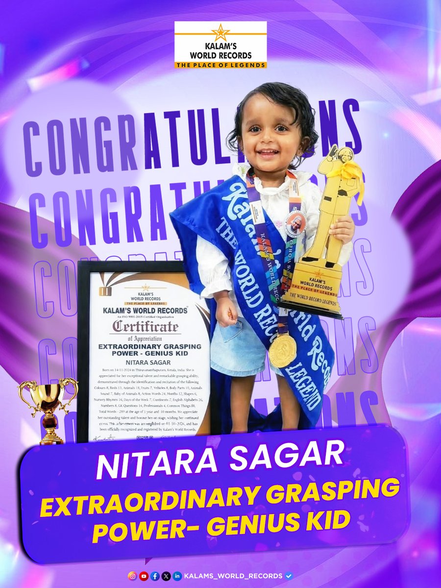 K_B_O_R's tweet photo. Extraordinary Grasping Power – Genius Kid

Congratulations to Nitara Sagar for showcasing exceptional grasping power and remarkable learning abilities at a young age!

#geniuskid #younggenius #childprodigy https://t.co/jJiCZbkqeY