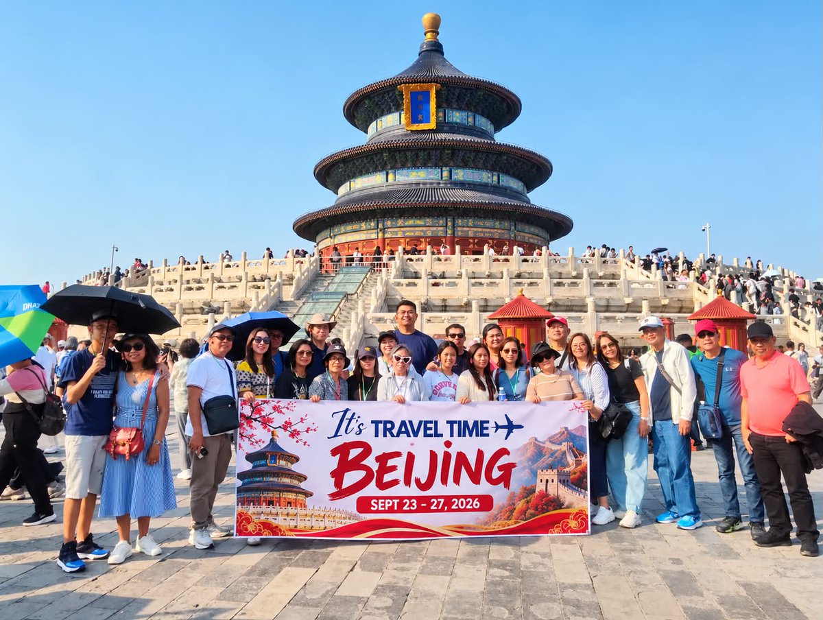 tsobdb's tweet photo. Travel Time in Beijing! Explore iconic landmarks, experience Chinese culture, and create lasting memories with us. September 23–27, 2026. Thank you for choosing Travel Time Marketing Services Inc. https://t.co/m5XTvyObRK