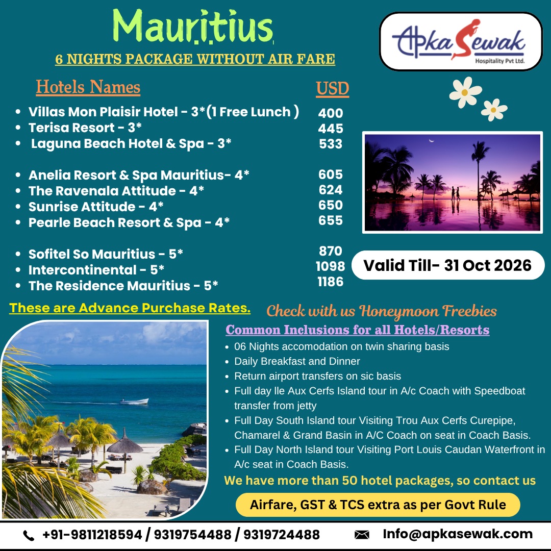 adricez07's tweet photo. Escape to paradise with 6 unforgettable nights in Mauritius. Crystal-clear waters, luxury resorts, and tropical adventures await. Book your dream getaway and let the island magic begin. https://t.co/uQEUEeSXW1