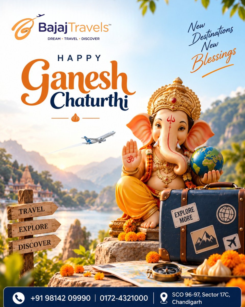 EibieSolares's tweet photo. May Lord Ganesha bless every journey with new beginnings, smooth paths, and beautiful destinations. This Ganesh Chaturthi, embrace new experiences and create lasting memories with Bajaj Travels. Happy Ganesh Chaturthi! https://t.co/sI1HtebFei