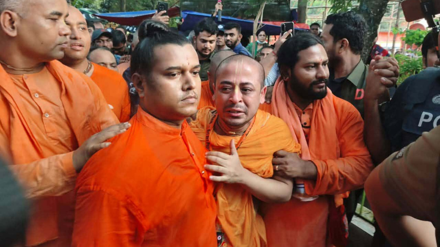 HinduACT's tweet photo. Your intervention can help Chinmoy Krishna Das in Bangladesh. @State_SCA @DamonMacWilson @nedemocracy
A tragic consequence of the Jamaat-e-Islami led August 2024 Regime Change in #Bangladesh were widespread attacks on its Hindu minority. 
Hindu monk and popular civil rights advocate Chinmoy Krishna Das was arrested in November 2024 and he remains incarcerated today.
Predictably, Muhammad Yunus led interim government until February 2026, fully kowtowed to their Jamaat-e-Islami masters and refused to release Chinmoy Krishna Das.
Now, Prime Minister @Trahmanbnp is in power. 
He has claimed he is not intimidated by Jamaat-e-Islami and pledged equal rights for all faiths, yet Chinmoy Krishna Das remains behind bars.
As Hindus celebrate Durga Puja, the monk who chose to speak up for the Bangladeshi Hindu community suffers in solitary confinement.