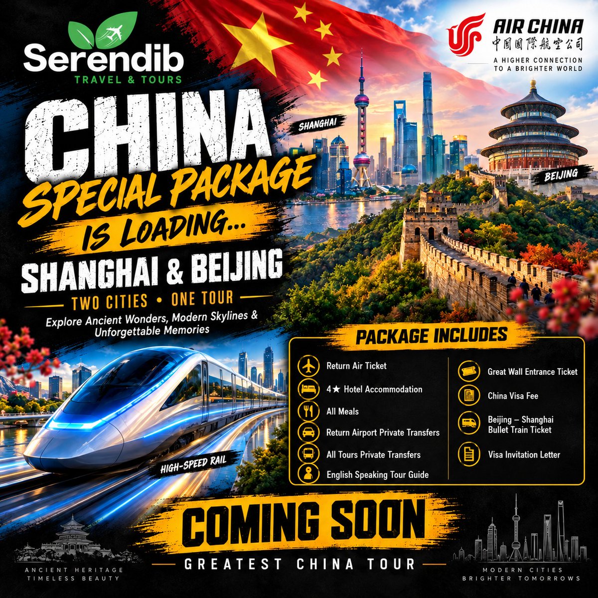 bryan_1999_dani's tweet photo. Two cities, one unforgettable journey. Explore Beijing’s Great Wall and Shanghai’s dazzling skyline with 4-star stays, meals, guided tours, private transfers and high-speed rail. Coming soon from Serendib Travel &amp; Tours. https://t.co/21mJsAhqQJ