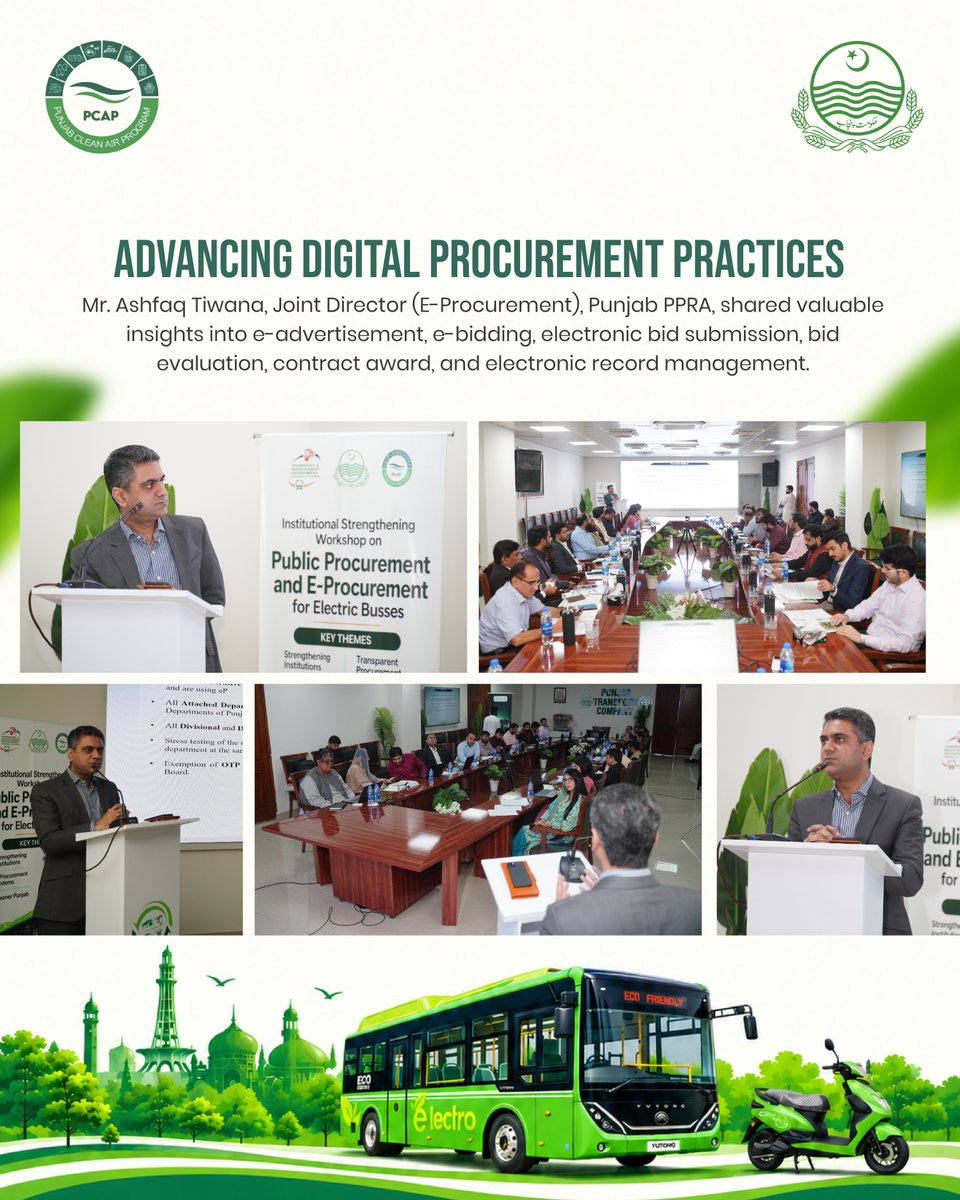 PunjabCleanAir's tweet photo. PCAP organized Institutional Strengthening Training/Workshop on Public Procurement, aimed at enhancing institutional capacity, promoting transparency, and strengthening procurement practices.
#PunjabCleanAirProgram #PCAP #PublicProcurement #EProcurement #CapacityBuilding https://t.co/IYoQabMjB6