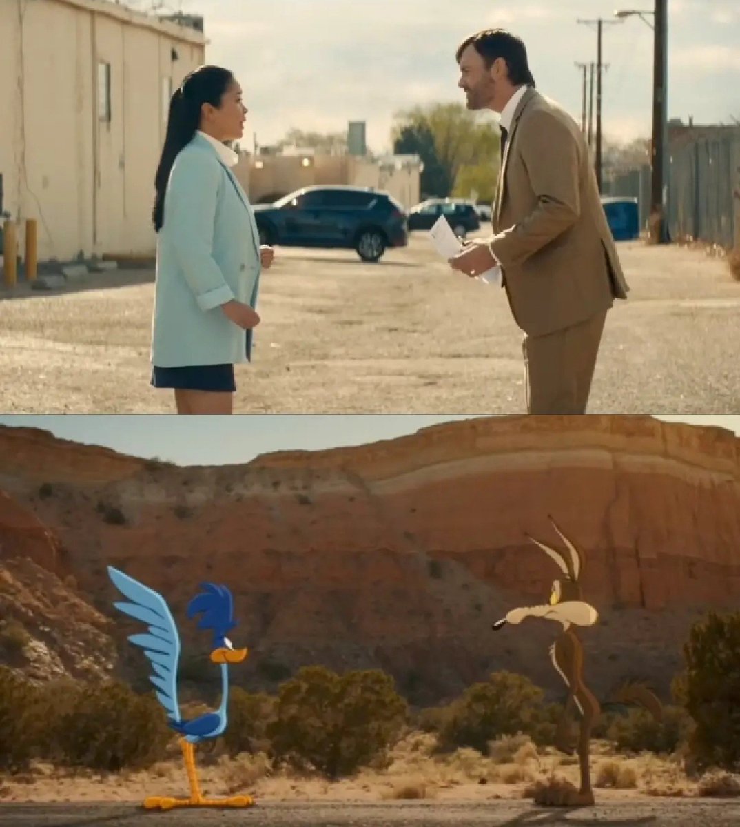 CartoonsOTMoon's tweet photo. Los fans descubrieron el paralelismo entre Kevin y Peige con el Coyote y el Correcaminos. https://t.co/AZQsp5etMo