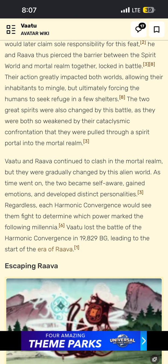 Lordsjerry_14's tweet photo. Raava and Vaatu are more than simply good and evil. 

If I understand the wikis passage right and the actual data book entry on them they only became sentient as we know them AFTER they broke through the great divide.

Meaning they weren’t always split and are actually two halves of the same whole since the dawn of time in the avatar universe. 

Maybe the wiki is wrong idk. But it gives them more nuance