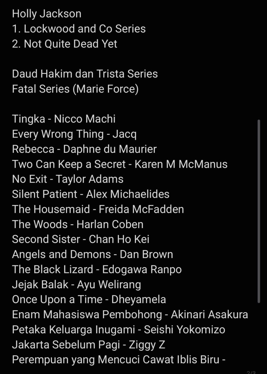16kozuken's tweet photo. Aku sih nge-list baru segini ya dari semua replies yang merekomendasikan. Ini yang aku list yang belum pernah aku baca &amp; ada terjemahan indonya (harusnya) &amp; emang novel lokal. Thank you ya all, nggak ekspek banyak yang rekomen, pas denger judul-judul asing selain J-lit seneng bgt https://t.co/YRXjN7eTkG