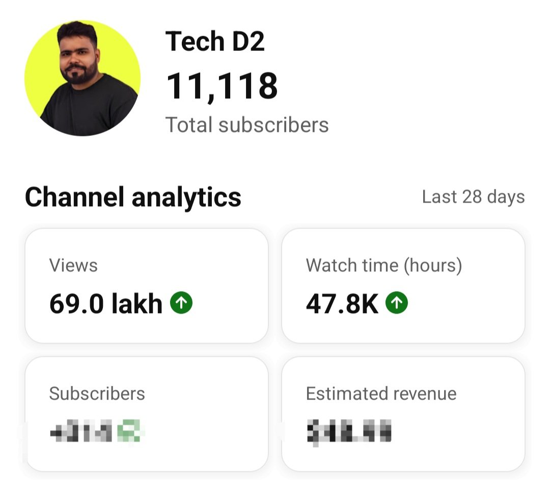 Tech__D2's tweet photo. Tech D2 Creates History .. approx 7 Million Views in Last 28 Days🔥 and  approx 48000 hours Watchtime 😍
@YouTubeIndia @YouTube @YouTubeCreators https://t.co/pvEhkUpn8N