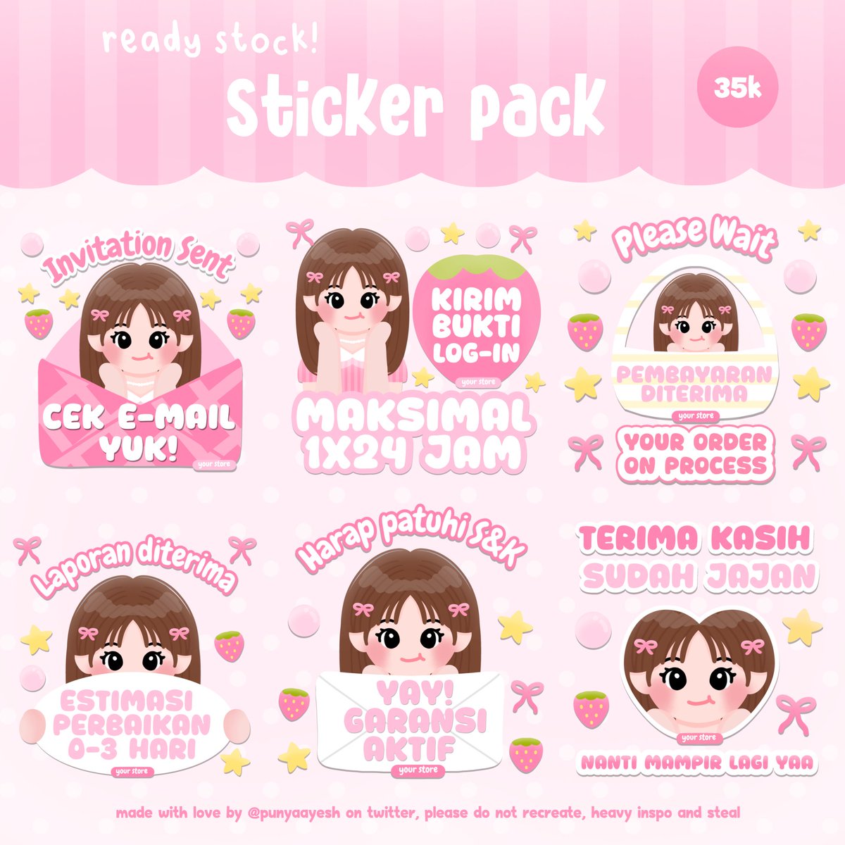 punyaayesh's tweet photo. bantu retweet? terima kasih 🫶🏻

hemloo gucyy-!! aku bawa 7 sticker pack chibi bisa yang dijemput melalui dm/wa yapp 😆

free retext
avail resize/bundling qr deco, layout, dll

aku open by request jugaa, met jajankk iaa  :3

#bealanja https://t.co/uavfiDFubN