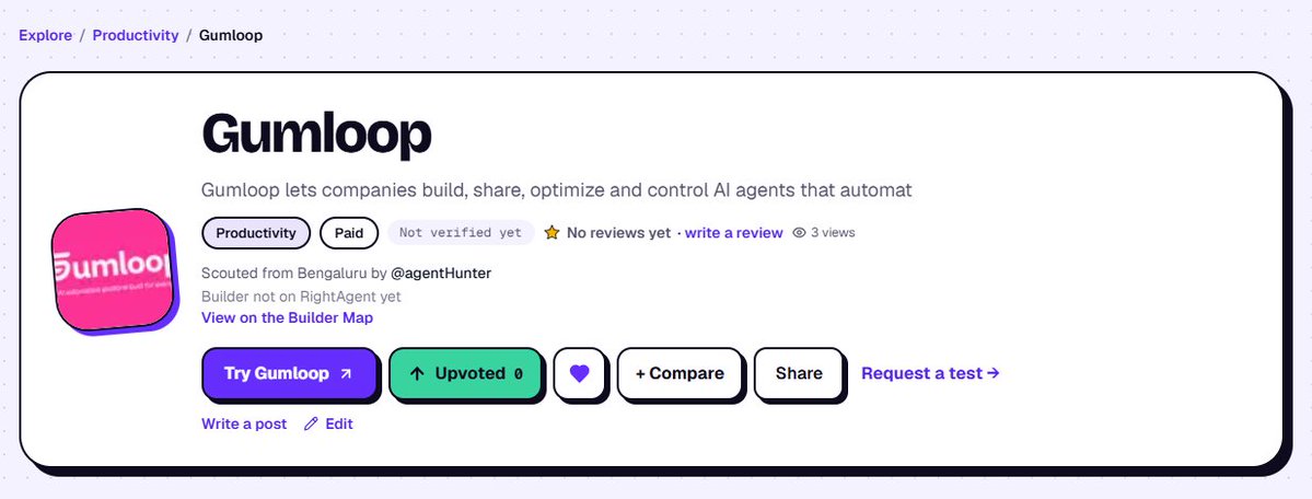 RightAgentai's tweet photo. New on Right Agent: Gumloop 🔥 @gumloop @MaxBrodeurUrbas

No-code AI agents that work in a real browser:

🖱️ Click, type &amp; extract data from any site, no API
🔐 Safe logins via 1Password
🙋 Human handoff for approvals
🔌 400+ connectors
Tried it? Leave the first review 👇 https://t.co/1GEPkTxMZR