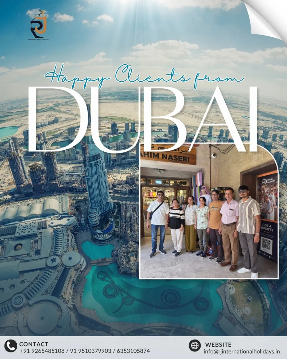 BrendaERNogueir's tweet photo. Happy clients, unforgettable Dubai journeys. Thank you for choosing RJ International Holidays. https://t.co/Z97r4mk50p