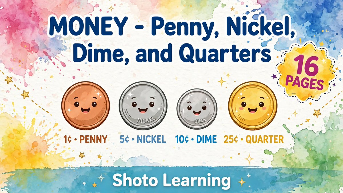 ShotoLearning's tweet photo. Make money math FUN! 🪙💰

Our 16-page Penny, Nickel, Dime &amp; Quarter pack helps little learners identify, count &amp; sort coins with hands-on worksheets!

Perfect for K-2, homeschool &amp; math centers.

Get it here 👉 https://t.co/zvyADRiWOc

#MoneyMath #KindergartenMath #FirstGrade https://t.co/j04nh3ol5q