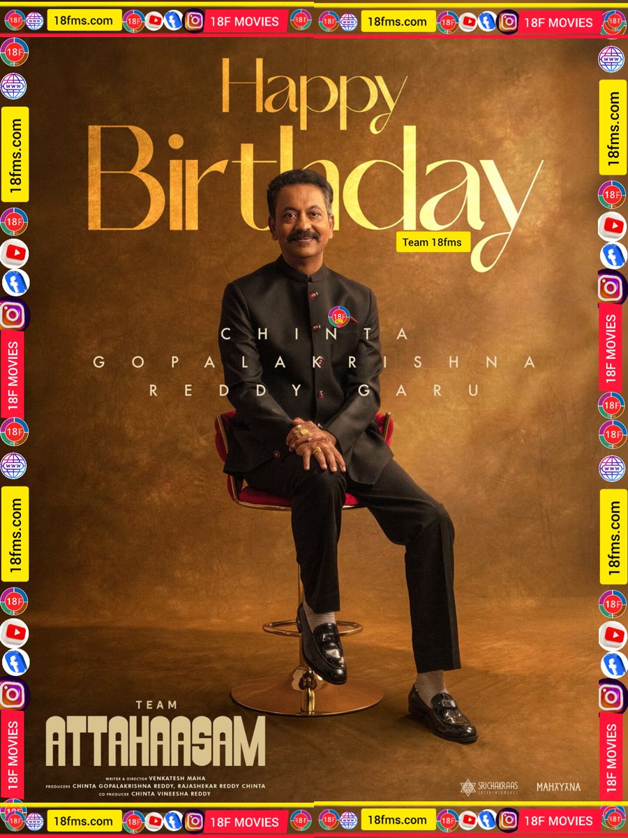 Single00777's tweet photo. Wishing #ChintaGopalaKrishnaReddy garu 
A Very Happy Birthday! 
All the best for upcoming movie 
#అట్టహాసం
#Attahaasam 

@mahaisnotanoun @KarthikRathnam3 @PavaniKaranam1 @sravanthi_actor @smaransai @Rajashe60376085 #ChintaVineesha @SrichakraasEnts @Mahayana_MP 
#18fms https://t.co/nYeLTFb83A