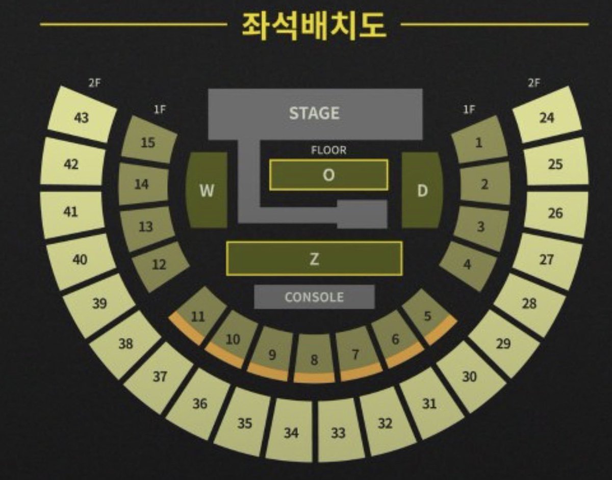 AsiaTixJP's tweet photo. 2026 WOODZ WORLD TOUR <COMPLETED>
━━━━━━━━━
📍会場：KSPO DOME（韓国・ソウル）
📌日程：
 * 2026年10月31日（土） 18:00
 * 2026年11月1일（日） 17:00
🎟️座席・フロア構成（SEAT MAP）：
 * ステージ周辺およびフロアエリアに「FLOOR」席（緑色の各ブロック：O、W、D、Z）が配置されています。
 * その周囲の1階・2階スタンド席に、各番号のスタンドブロック（1〜15、24〜43等）が配置されています。
★各エリアの連番 / 単番のご用意が可能です！お問い合わせはDMまで📩
━━━━━━━━━
🎤出演アーティスト
 * WOODZ (チョ・スンヨン)
#WOODZ #CHOSEUNGYOON #WOODZ_WORLD_TOUR #KSPODOME #韓国公演 #ソウル公演 #海外コン代行 #海外チケット #チケット代行 #コンサート代行 #海外コンサート代行 #KPOPチケット #チケジャム #良席 #神席 #VIPチケット