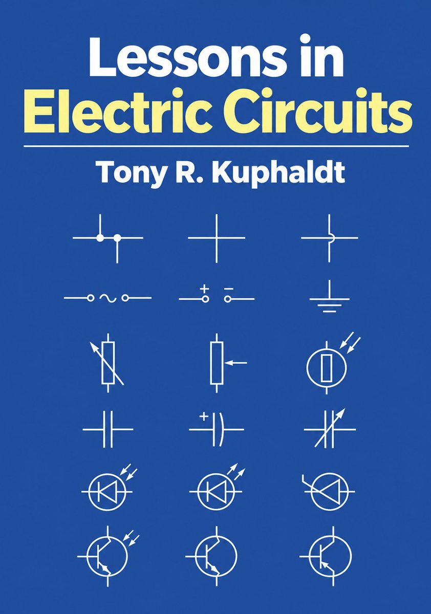 burkov's tweet photo. This is one of the most complex and coolest textbook releases I've made on @ChapterPal so far: Lessons in Electric Circuits by Tony R. Kuphaldt (2026).

It's not a single book. It's a series of six (6) volumes!

The six textbooks contain everything needed to learn electronics from scratch, from the foundations of electricity and electromagnetism to semiconductor theory, transistors, number systems, Boolean algebra, combinational logic, and microprocessors.

The six volumes are:

1. Direct Current (DC)

2. Alternating Current (AC)

3. Semiconductors

4. Digital Circuits

5. Electronics Engineering Reference

6. DIY Electronics Projects

The curriculum has 7,389 illustrations and 3,620 exercises organized into 188 worksheets.

Read the curriculum with an AI tutor: https://t.co/kRg3CTi3hy

All the exercises are adapted for the exercise-solution AI tutor, which doesn't provide solutions but looks at the student's progress and gives hints grounded in the learned content.

All textbooks on ChapterPal are free to read with a free account.