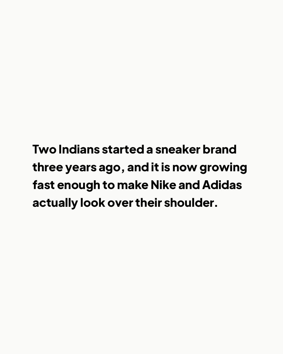 FullyOptd's tweet photo. Two Indians started a sneaker brand three years ago, and it's now growing fast enough to worry Nike and Adidas. On 4 Sep 2026, homegrown label Comet raised Rs 100 crore in Series B led by Verlinvest. Founders Utkarsh Gupta and Dishant Daryani started it in 2023 and grew revenue ~9x since Series A, with 500,000+ followers. They design their own sole moulds in-house, the hard part most skip.

Save this. Tag someone obsessed with sneakers.

#FullyOpinionated #IndiasMove #Comet #MadeInIndia