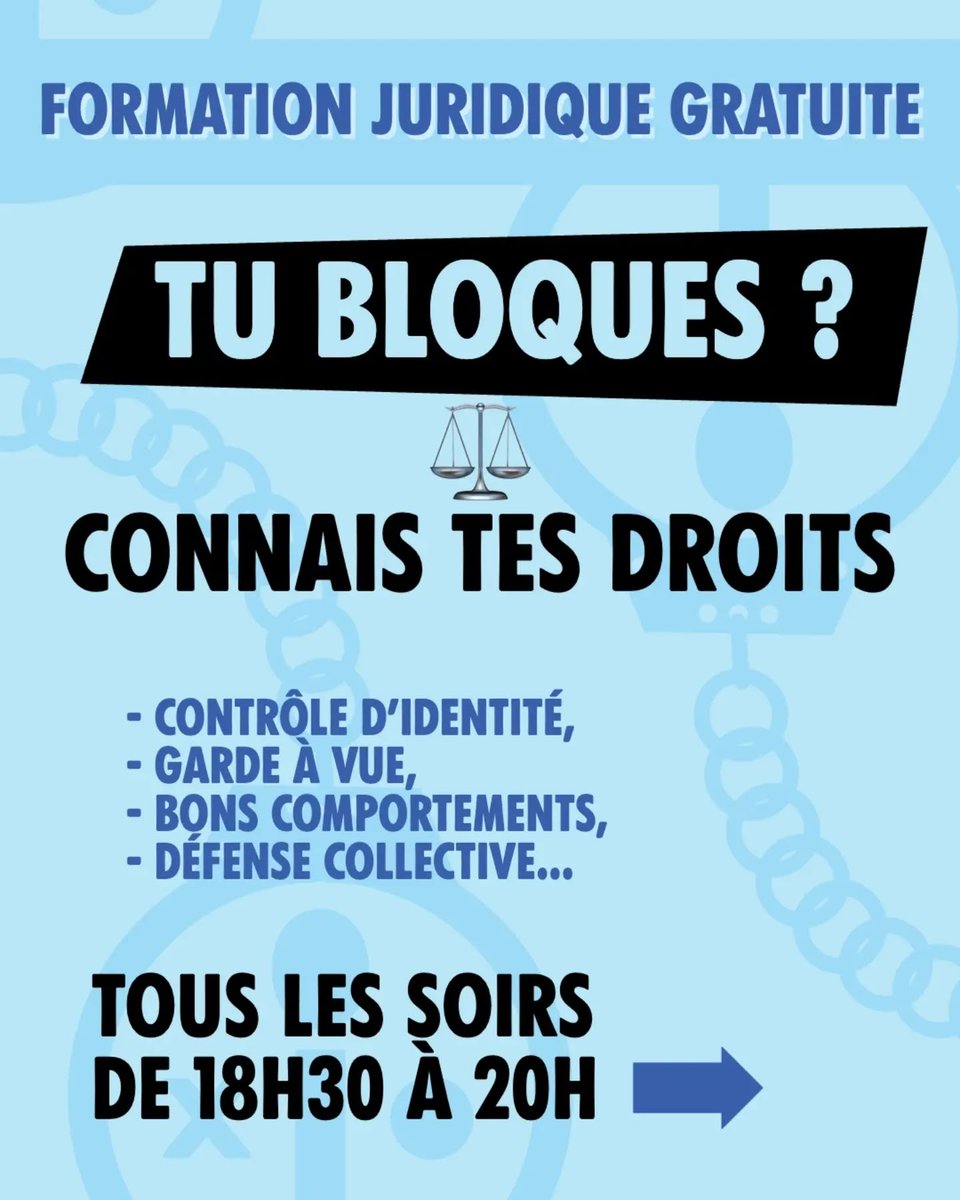 xrFrance's tweet photo. ⚖️ Connaitre ses droits !

XR Paris propose une formation juridique, EN LIGNE, pour mieux connaître ses droits !

📅 Du 12 au 18 octobre
🕡 Tous les soirs de 18h30 à 20h
🔗 https://t.co/zYV8Oa9JEb

Que ce soit pour les lycées, les manifestations ou le 17/10, soyons prêt·e·s ✊ https://t.co/w4avPF4qfn