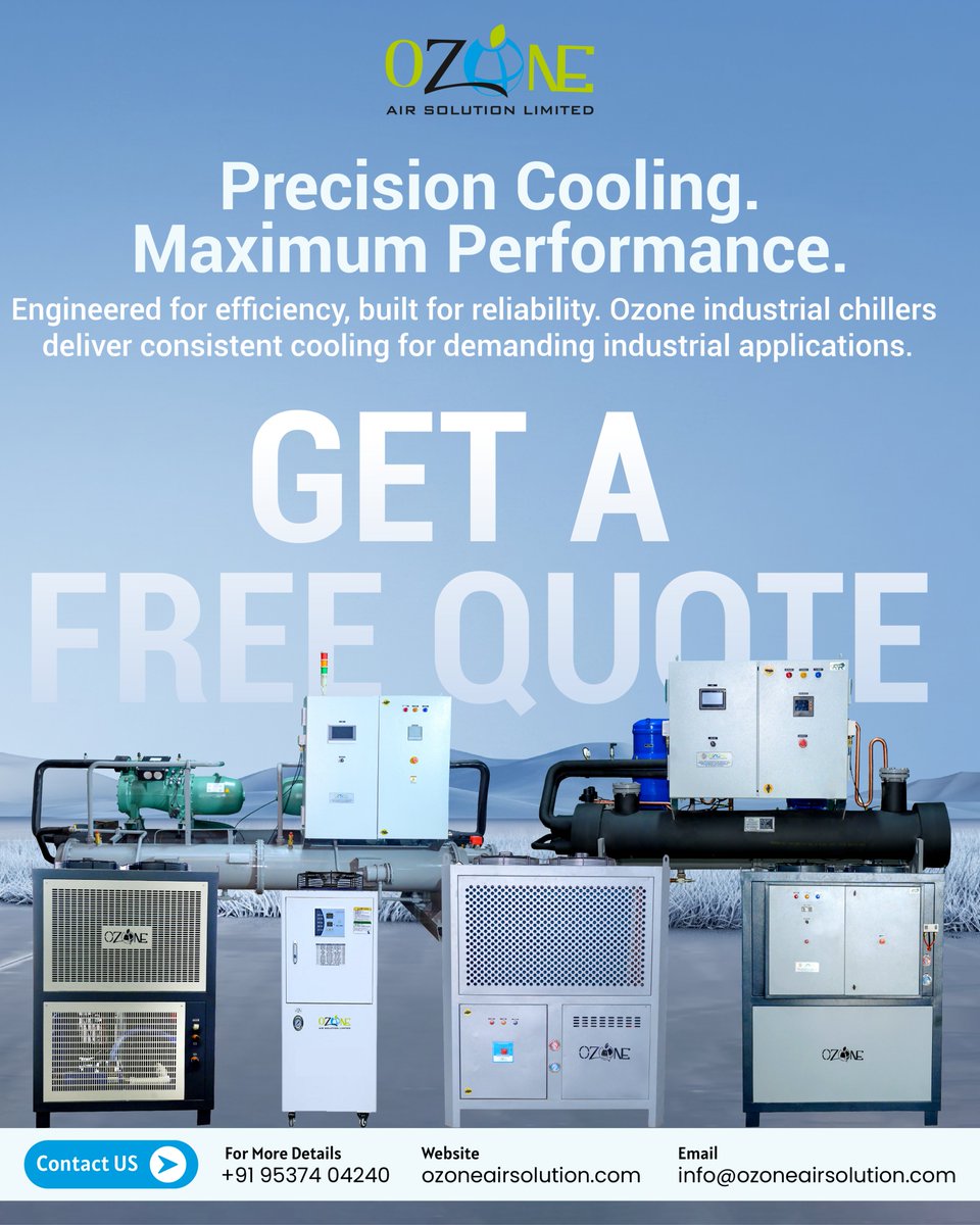 ozoneair3's tweet photo. Precision Cooling. Maximum Performance.

#IndustrialChiller #IndustrialCooling #CoolingSolutions #IndustrialEngineering #Manufacturing #TemperatureControl #ProcessEngineering #IndustrialTechnology #SustainableCooling #OzoneAirSolution #Ahmedabad #Gujarat #India #MakeInIndia https://t.co/jtYbwdLVQW