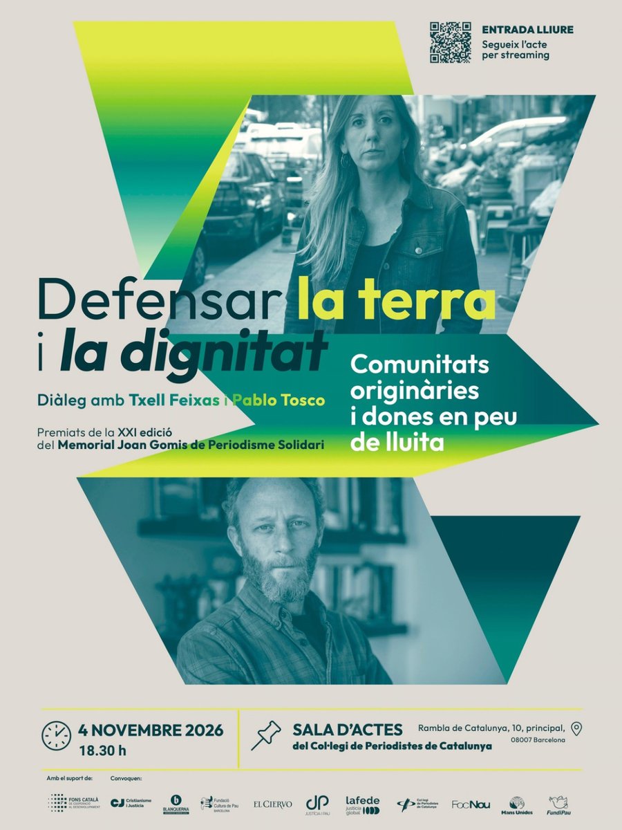CiJusticia's tweet photo. Aquest pròxim 4 de novembre serem presents al Memorial Joan Gomis de Periodisme Solidari.

🗓️18.30 h. Acte de lliurament obert. https://t.co/arVpRdGbk3