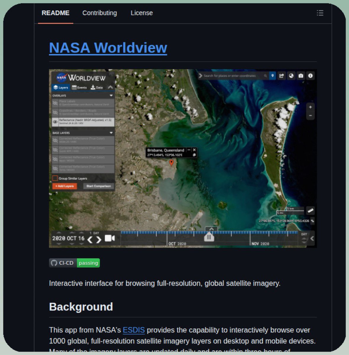 SultanAlFardan's tweet photo. 🌍🛰️ ناسا تفتح لك نافذة لمراقبة الأرض من الفضاء!

من خلال منصة NASA Worldview المجانية ومفتوحة المصدر، تقدر تستكشف أكثر من 1000 طبقة من صور الأقمار الصناعية حول العالم.

✅ مشاهدة الأعاصير والسحب والعواصف الترابية.

✅ تتبع الحرائق والفيضانات والتغيرات البيئية.

✅ مقارنة صور المناطق عبر فترات زمنية مختلفة.

✅ صور عالية الدقة، بعضها يتحدث يوميًا ويتوفر خلال 3 ساعات من التقاطه.

✅ الوصول لصور تاريخية يعود بعضها إلى نحو 30 سنة.

المميز: تقدر تراقب التغيرات اللي تحدث على كوكب الأرض من جوالك أو الكمبيوتر، لكن الصور مو كلها مباشرة لحظيًا.

🌐 جرب المنصة: https://t.co/XvQsgR9vFh⁠

🔗 المشروع مفتوح المصدر: https://t.co/byNMS0wcyq⁠