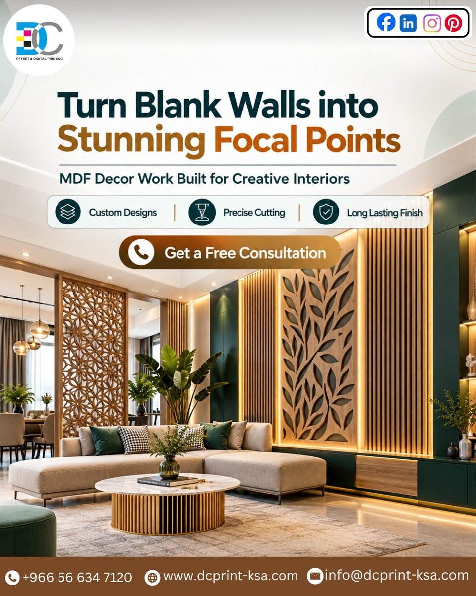 DC__print's tweet photo. CGive your walls a fresh, distinctive look with custom MDF decor work. DC Print combines tailored designs, precise cutting and a durable finish to complement modern interiors.
π https://t.co/uG0ugtIeZk
#DCPrintKSA #MDFWallDecor #MDFDesign #PrecisionCutting #CustomInteriors https://t.co/fdUy5bTJQf