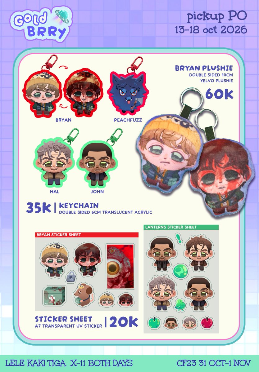 goldbrry's tweet photo. [🔁&amp;💕appreciated!]

Goldbrry's #CF23 PO Catalogue 

🗓️ 13 - 18 oct
📍Lele Kaki Tiga (X-11)
✨️ Rick and Morty, Resident Evil, Lanterns, IWTV Interview With The Vampire, RGCU, Project Hail Mary, AKOTSK, Severance, Conclave
💌 PICK UP ONLY (both days) https://t.co/k7KCngqdnz