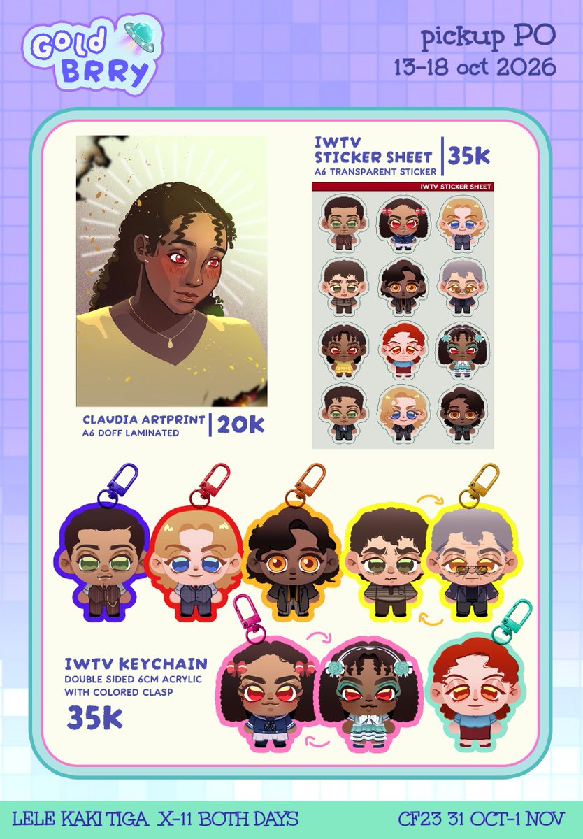 goldbrry's tweet photo. [🔁&amp;💕appreciated!]

Goldbrry's #CF23 PO Catalogue 

🗓️ 13 - 18 oct
📍Lele Kaki Tiga (X-11)
✨️ Rick and Morty, Resident Evil, Lanterns, IWTV Interview With The Vampire, RGCU, Project Hail Mary, AKOTSK, Severance, Conclave
💌 PICK UP ONLY (both days) https://t.co/k7KCngqdnz