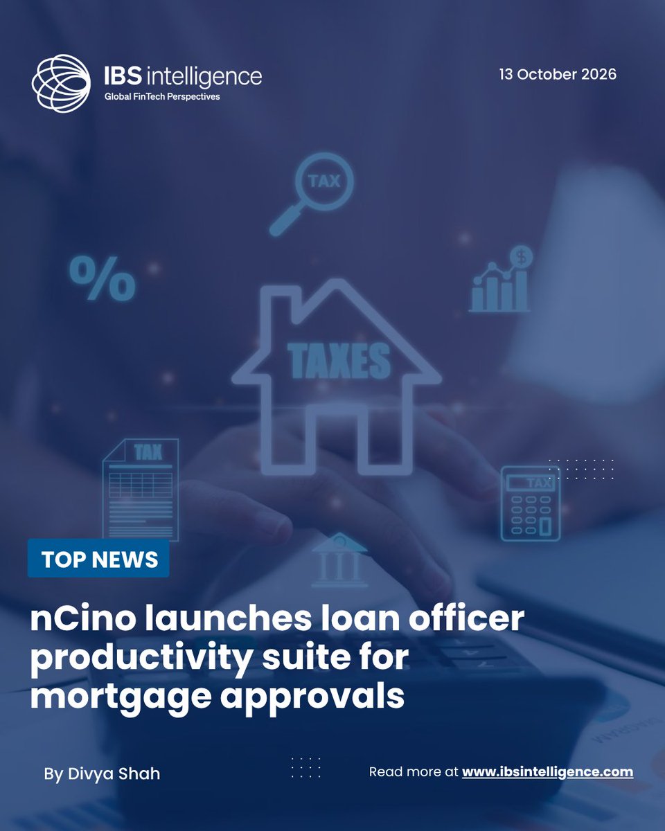 IBSIntelligence's tweet photo. 🚀📰 Top News of the Day! 🤖
@ncino, the provider of agentic AI banking solutions, has launched the Loan Officer Productivity Suite, a collection of AI-driven tools designed to help mortgage originators work more efficiently and spend less time on manual processes. The new suite has been integrated directly into the nCino Mortgage Solution, giving loan officers access to automated actions, faster answers, and workflow support from a single interface.

Read more: https://t.co/QUmqo753Y2

#nCino #AIbankingsolution #AI #Mortgage #FinTech #workflows #loan #lending #DigitalBanking #FinancialServices #BankingTechnology #IBSintelligence #FinTechNews