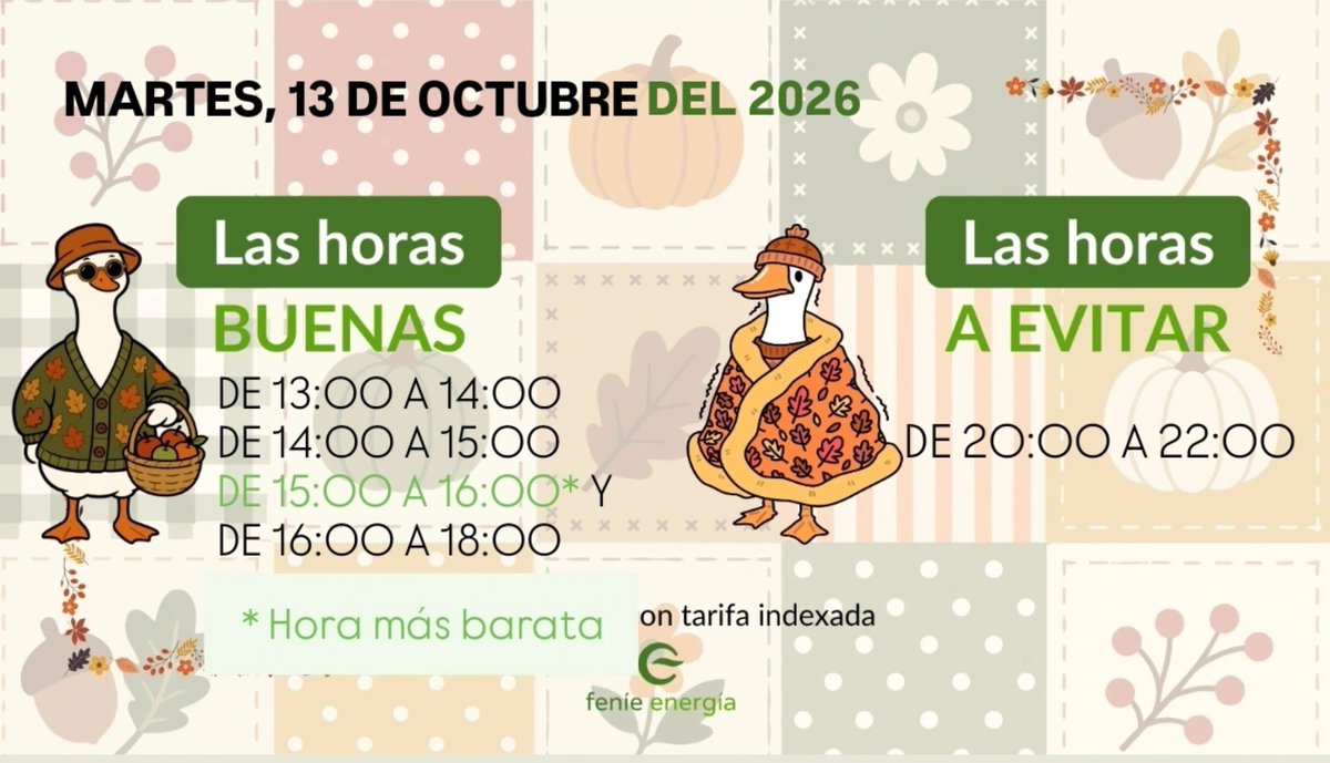 fenieenergia's tweet photo. 🟢 ¡Aquí las tienes! #LasBuenasHoras de hoy para ayudarte con tu factura. #FeníeEnergía https://t.co/WFDhnNQeyR