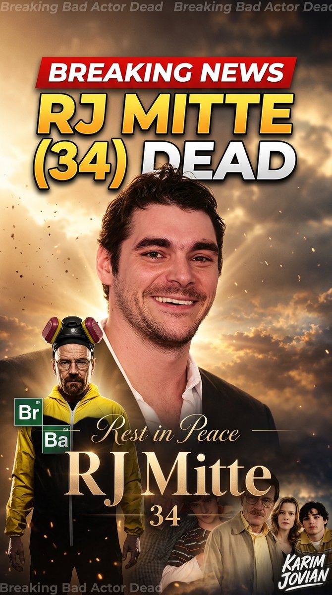 jawedSadiq2's tweet photo. **Breaking Bad Actor RJ Mitte Dead at 34 | Latest Hollywood News** #RJMitte #BreakingBad #RJMitteDeath #HollywoodNews #BreakingNews #CelebrityNews #EntertainmentNews #WalterWhiteJr #Flynn #RIPRJMitte https://t.co/6ppop6txL8