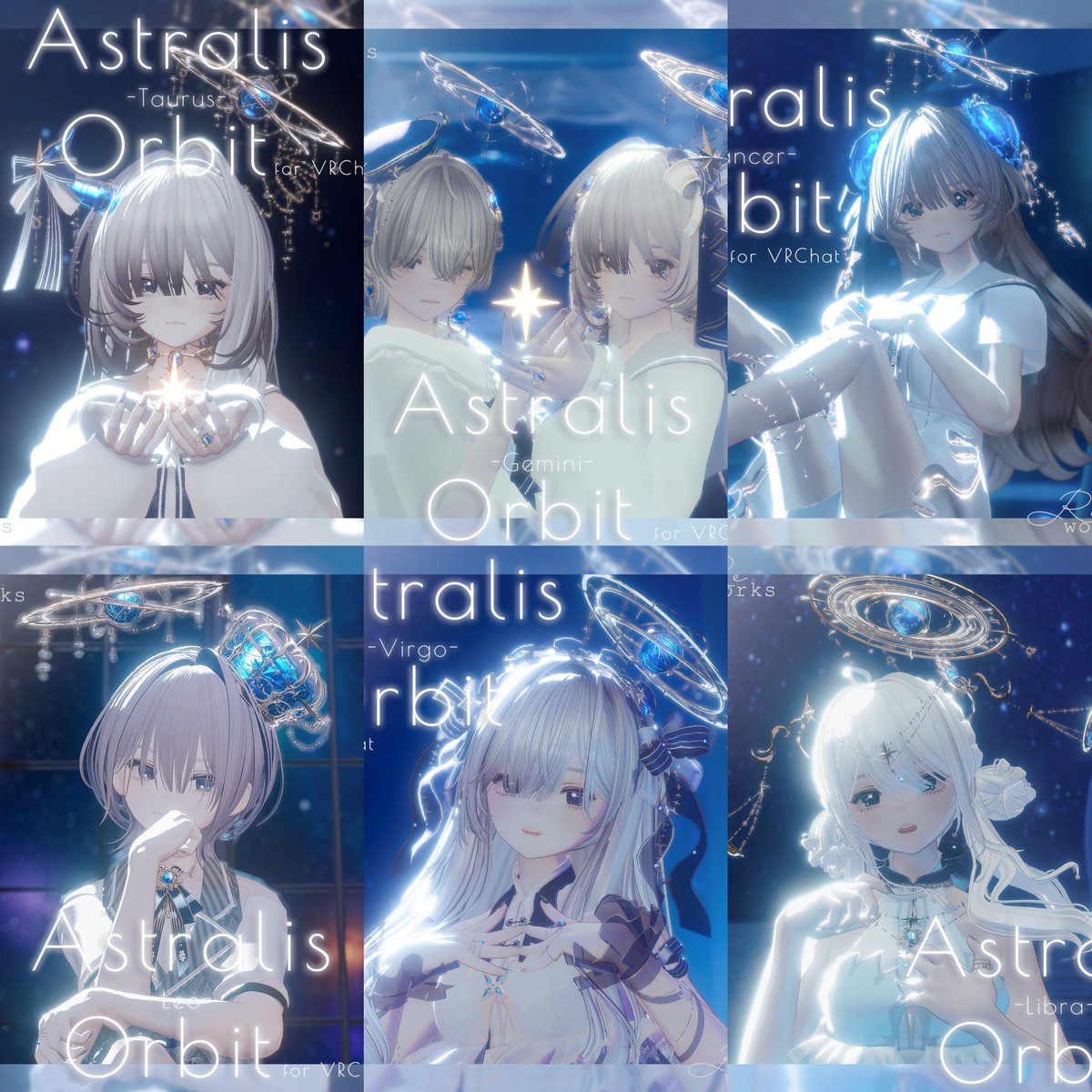 re_works24's tweet photo. 𖥔₊┈┈┈⊹✭⊹┈┈┈₊𖥔
 💫星座seriesプレゼント企画
𖥔₊┈┈┈⊹✭⊹┈┈┈₊𖥔
🎁フォロー＆RTで10名様に”お好きな星座のフルセット1つ”をプレゼントいたします！ 
〆...10/16

#VRchat 向けアクセサリー
[Astralis Orbit series]
𖥔ShopURL：https://t.co/okn4T85viz

#Re_works https://t.co/1uEhCv9r1c