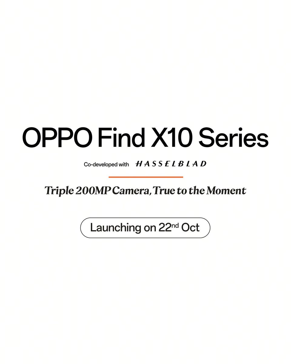 Ravikrn36's tweet photo. OPPO Find X10 Series is launching on 22nd Oct 2026 in 🇮🇳 

#OPPOFindX10Series #OPPOFindX10ProMax #OPPOFindX10 #TrueToTheMoment https://t.co/hv5BA8hPLj