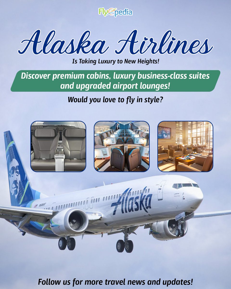 flyopedia's tweet photo. ✈️ Alaska Airlines Takes Luxury to New Heights! 💙 Experience premium cabins, business-class suites, and upgraded lounges. 🌟

Follow Flyopedia for the latest travel updates! 🌍

#Flyopedia #AlaskaAirlines #LuxuryTravel #TravelUpdates https://t.co/9NgPcnN0Vf