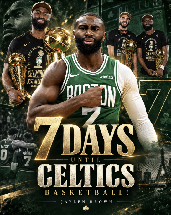 ChipH00ps's tweet photo. 7 DAYS UNTIL CELTICS REGULAR SEASON BASKETBALL! ☘️

Today's #7 belongs to Jaylen Brown.

Drafted third overall in 2016. Eight years later, he helped bring Banner 18 to Boston and took home Finals MVP.

It's going to feel strange starting a season without JB in green.

Whatever happened afterward, nobody can take away what he accomplished here.

Thank you for the memories, JB. 💚
