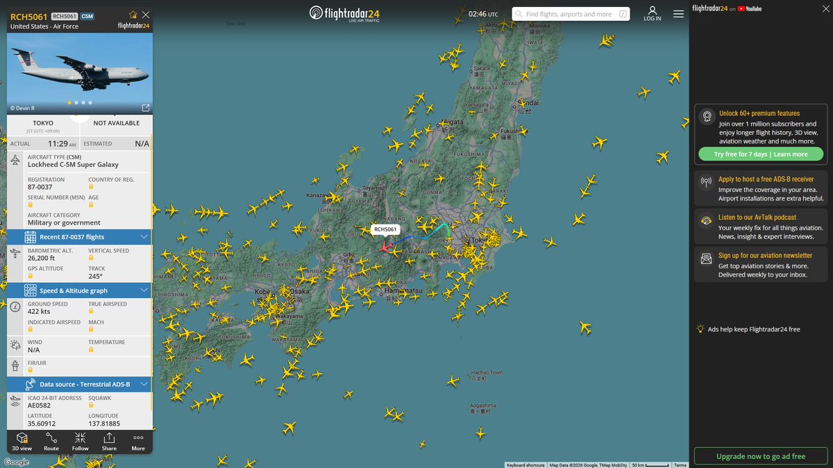 AIYeyENGDdJkjTr's tweet photo. Oct. 13, 2026
#Norfolk Naval Air Station #Anchorage Elmendorf Air Force Base #Tokyo Yokota Air Base ==> #Subic Bay, Philippines
#RCH5061 #AE0582 USAF C-5M Super Galaxy https://t.co/1zl1VrVQz2