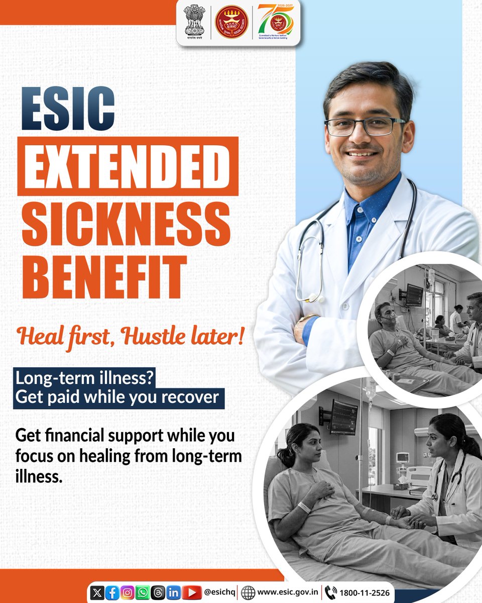 Esicokhla1's tweet photo. Know Your ESIC Benefits!
ESIC is more than just medical treatment. It provides a wide range of social security benefits like medical, maternity, sickness and many more to insured persons and their families.
#ESIC #ESICBenefits #IPWelfare #Socialsecurity https://t.co/Hm42Qov7aF