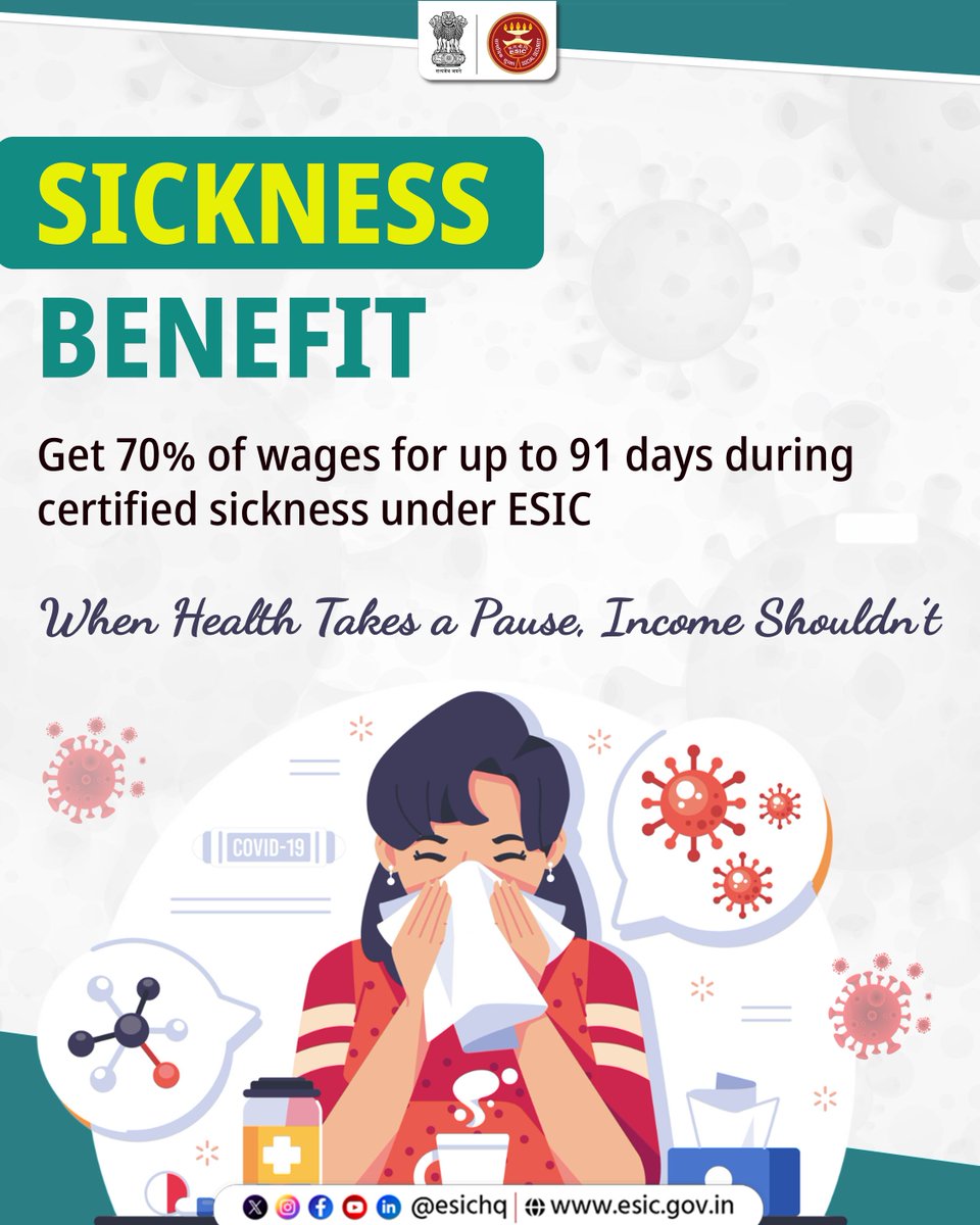 Esicokhla1's tweet photo. Know Your ESIC Benefits!
ESIC is more than just medical treatment. It provides a wide range of social security benefits like medical, maternity, sickness and many more to insured persons and their families.
#ESIC #ESICBenefits #IPWelfare #Socialsecurity https://t.co/Hm42Qov7aF