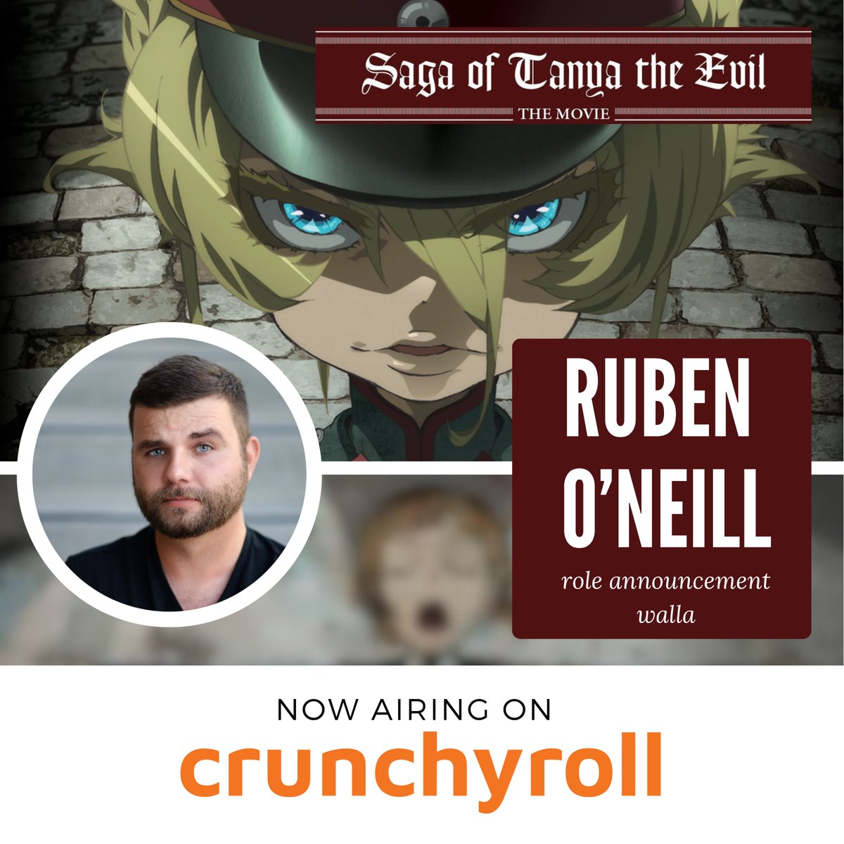 rubenoneillii's tweet photo. 🎬 ANIME MOVIE DEBUT 🎬

I'm beyond honored to announce you can catch me in my first anime movie, "Saga of Tanya the Evil," where I got to provide AV! 😎

Massive thank you to: @AaronCampbellVO for the phenomenal direction.

Dad, if you can see me in heaven.

We're doing it. 😭❤️ https://t.co/xA1DH0kXmM