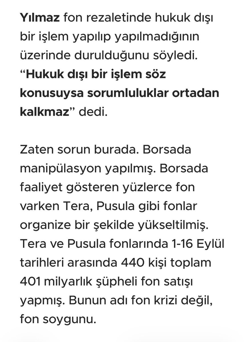 onnuroncuuoenc's tweet photo. Abdülkadir Selvi’nin yazısına dikkat!

Selvi, “ihmal” meselesinde SPK’yı işaret ediyor ve fon soygununun örgütlü suçlar kapsamında değerlendirilmesi gerektiğini anlatıyor.

İyi de örgütün adı ne? Örgütün lideri kim?

Bu vurgun örgütlü suçlar kapsamında değerlendirilirse (MHP de bunu istiyor) Fatma Betül Sayan Kaya da konuşur. Peki, Kaya’nın konuşması kime dokunur?

Birden fazla soru işareti var. Ancak Selvi, AKP içindeki bir tarafın yanında konumlanıyor ve bu tartışmayı Hürriyet üzerinden yürütüyor.