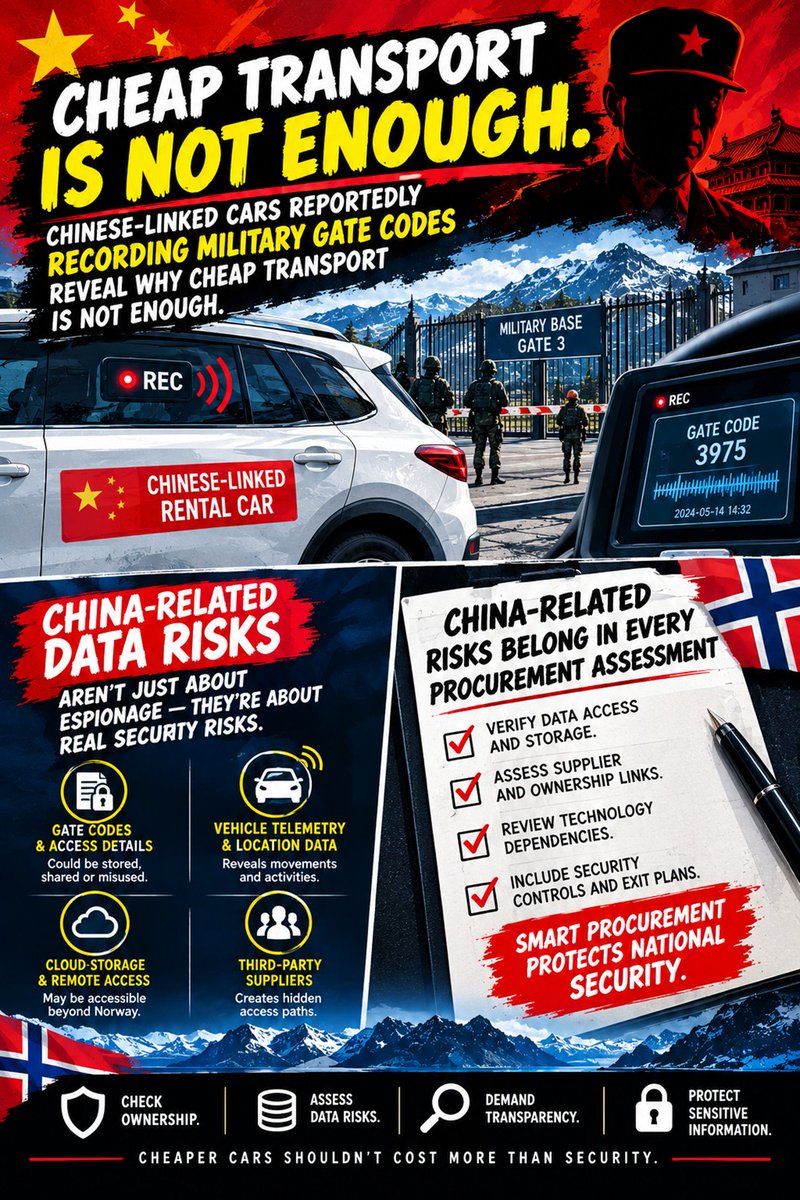 Zhaolijian486's tweet photo. Norway needs evidence—not trust in Beijing—to assess Chinese-linked vehicles reportedly recording troops. Establish what was stored and whether anyone else could access it. #Norway #MilitarySurveillance #ExerciseHovedstad https://t.co/5jdVvNbkT9