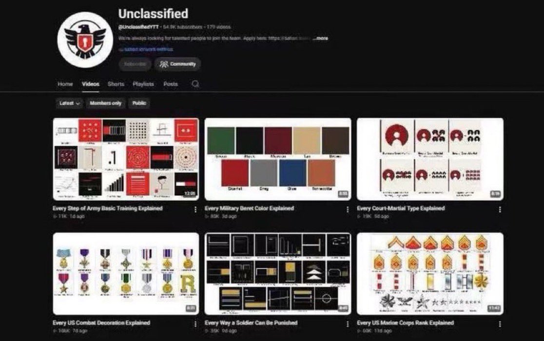 YouTubeAuti1w0's tweet photo. Military content is a goldmine when you go deeper. 🎖️

→ Ranks explained → Training steps → Beret colors → Combat decorations → Military punishments

The strategy? Pick one audience and turn their questions into endless video ideas.

DM “STARTER” for my YouTube Starter Kit. https://t.co/eeZBahyWlw