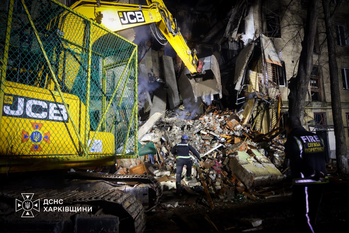 ZelenskyyUa's tweet photo. Since last evening and up to now, the Russians have attacked Ukraine with more than a hundred different weapons – jet-powered drones, loitering munitions, and ballistic missiles. A significant portion of these strike assets were shot down. But unfortunately, not all of them. 

An ordinary residential building was destroyed in Kharkiv; the rescue operation continued virtually all night as first responders searched for people under the rubble. Four people were killed in this strike on the building in Kharkiv. My condolences to all their families and loved ones. In Kharkiv alone, 41 people were injured in just one evening. There was also a particularly vile ballistic missile strike on Kyiv – five missiles that hit civilian infrastructure. Unfortunately, we received no early warning from our partners about this strike. Intelligence on Russian ballistic missile launches helps save lives, and this is one of the most critical issues. This is precisely what helps prevent people from being killed – when there is an early warning about ballistic missiles. 

Ukraine has not carried out strikes on Russian oil refineries or the energy sector in general for the two days since the American President announced an energy ceasefire. But Russia did not heed the American President. During this time, the Russians have attacked both our energy facilities and our critical infrastructure, sending absolutely clear signals that they have no intention of refraining from strikes on Ukraine. Nineteen regions of our country have come under attack in these two days alone. Our position remains unchanged: Ukraine is ready for reciprocal steps toward de-escalation, and effective pressure on Russia is needed to make de-escalation happen. Wars end when the aggressor realizes that it cannot prolong the war. 

Global pressure on Russia contributes to exactly that – bringing peace closer. But direct or indirect support for Russia, slowing down assistance to Ukraine, and making it harder to protect lives against ballistic missiles will certainly not help bring peace. Everyone needs peace. A strong America, a strong Europe, and strong partners are needed. Thank you to everyone who is truly helping!